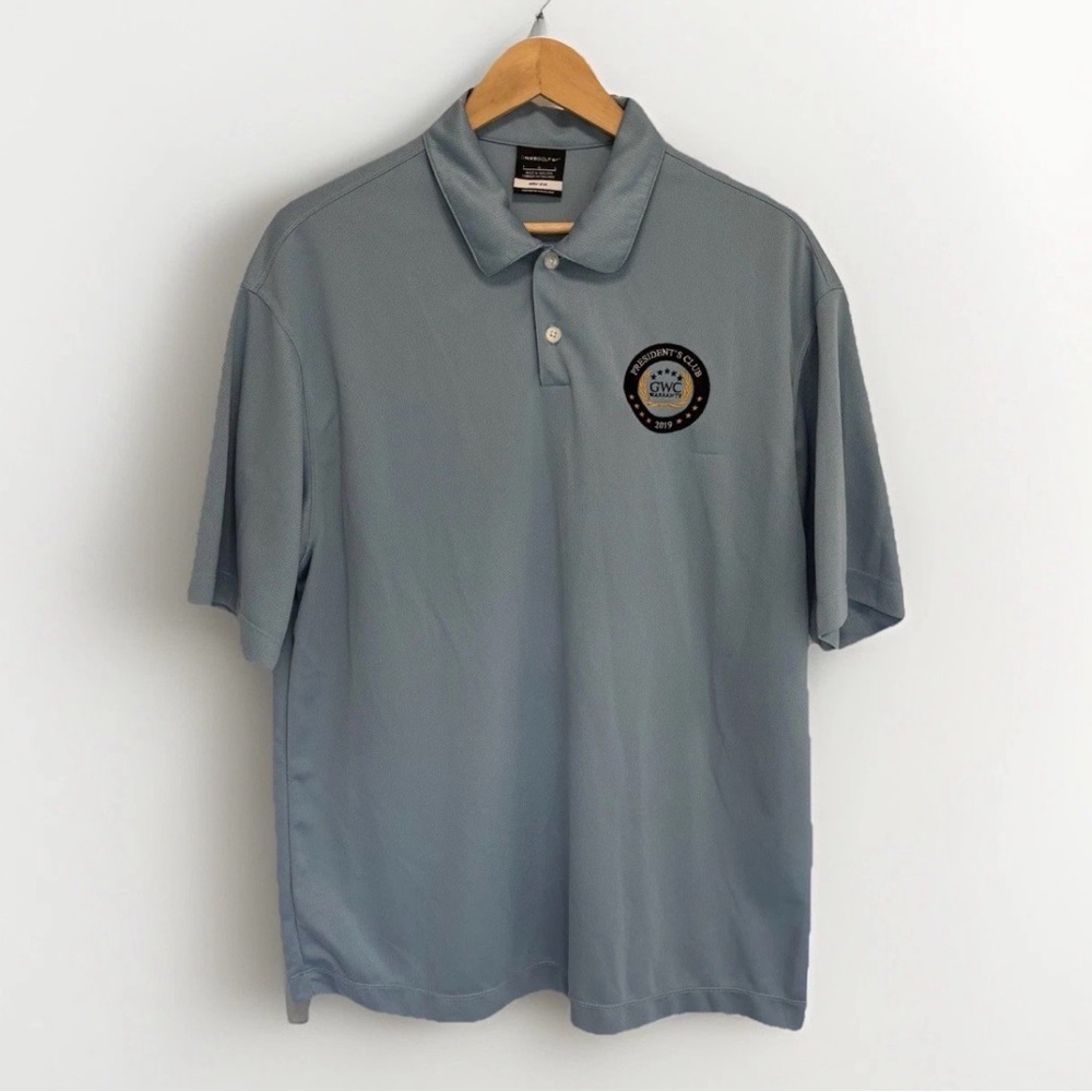 Nike Golf Dri -Fit Blue Presidents Cup Polo Shirt GWC 2019 Size L Large